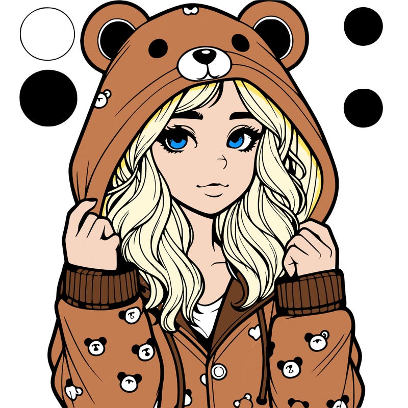 realistic girl in a animal pjs hoodie