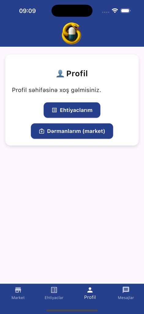 AptekPaylaş - User profile screen of the AptekPaylaş pharmacy inventory management app showing account settings and inventory options.