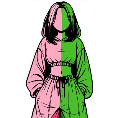 realistic girl faceless with baggy pants and a crop top
