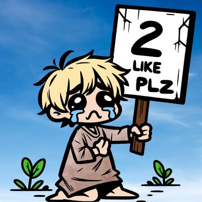 small poor toddler crying with sign that says 2 like plz