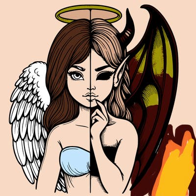 realistic angel half demon