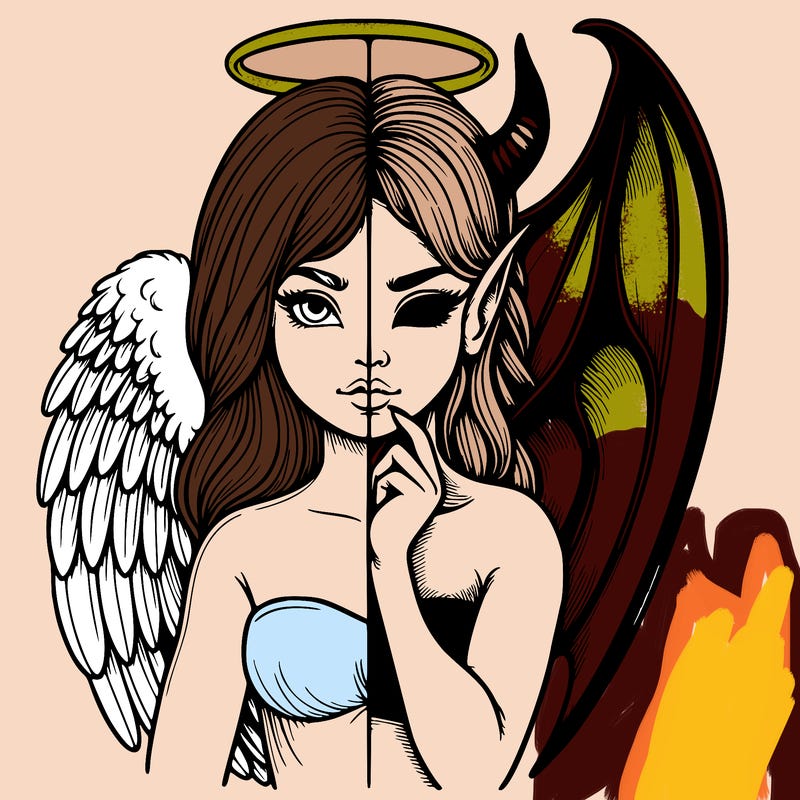 realistic angel half demon