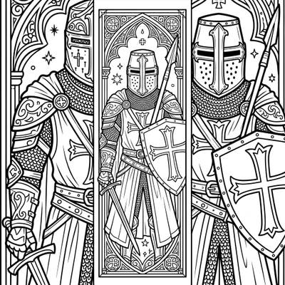 Unleash your creativity with this intricate Teutonic Knight bookmark coloring template. Perfect for bringing a touch of medieval history to your favorite books, this design offers hours of engaging coloring fun.
