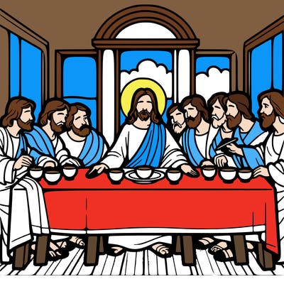 jesus shares the last supper with twelve apostles