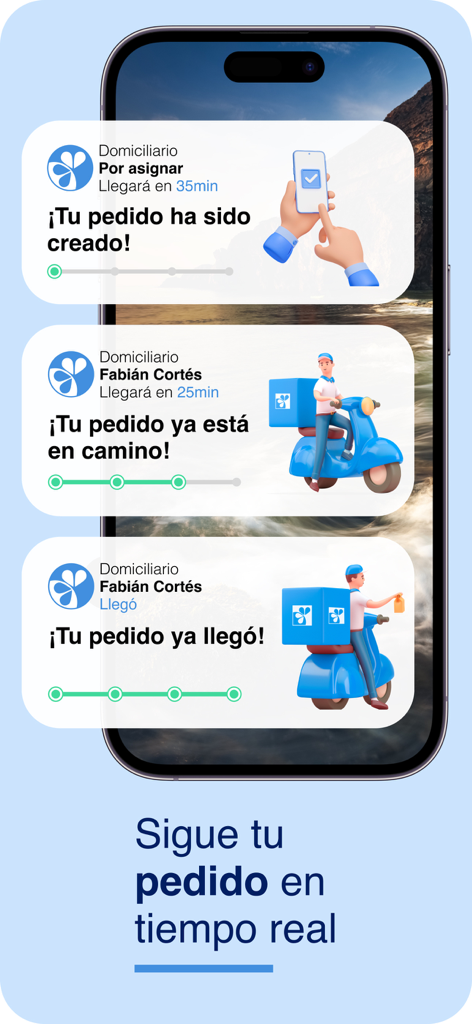 Farmatodo Venezuela - Mobile screen showing real-time delivery status notifications for the Farmatodo Venezuela app.
