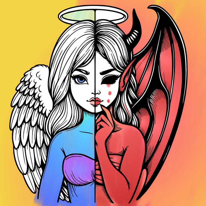 realistic angel half demon