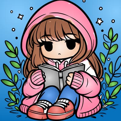 girl in oversized hoodie reading a book