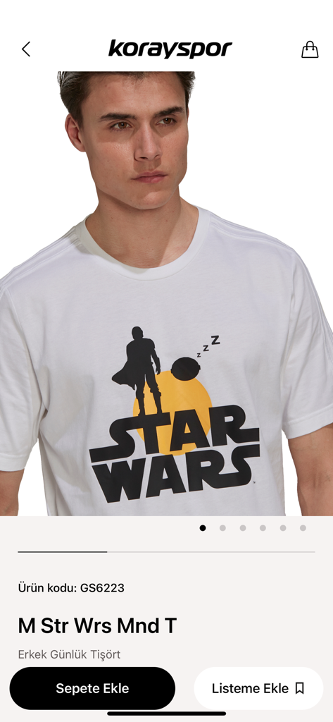 Korayspor Mobil - A mens Star Wars graphic t shirt displayed on the Korayspor mobile shopping app
