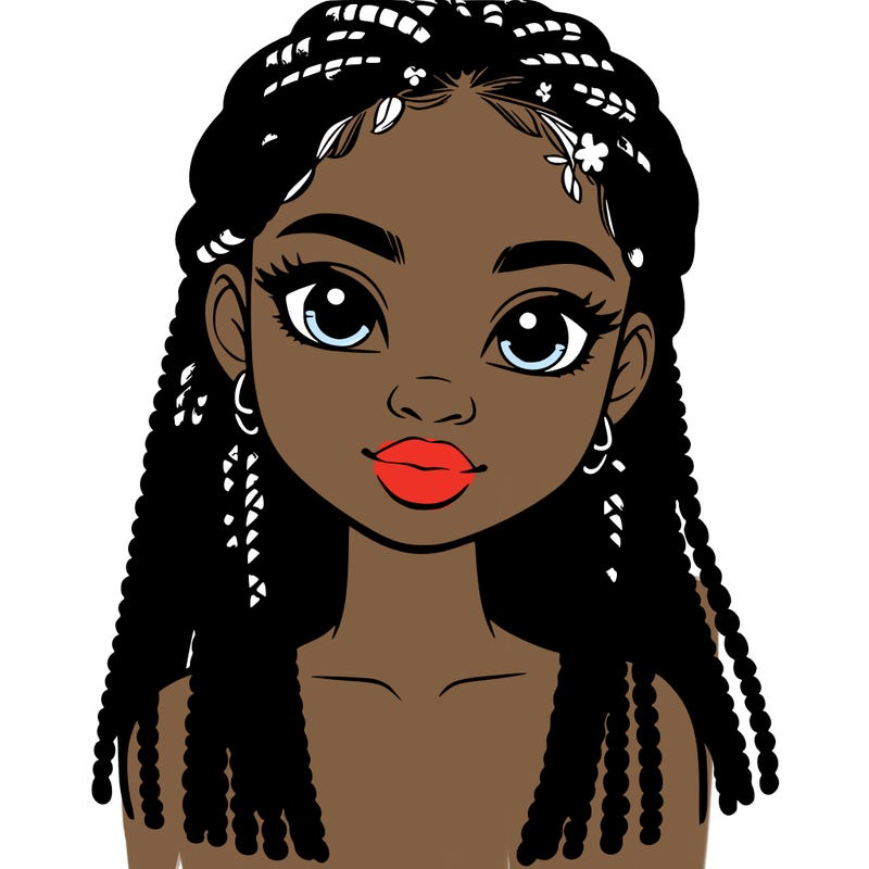 a realistic black girl with braids