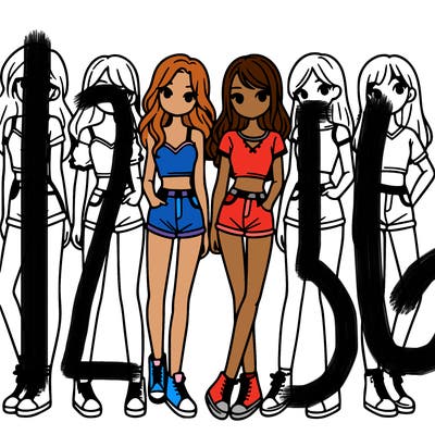 a group of girls wearing crop tops and shorts