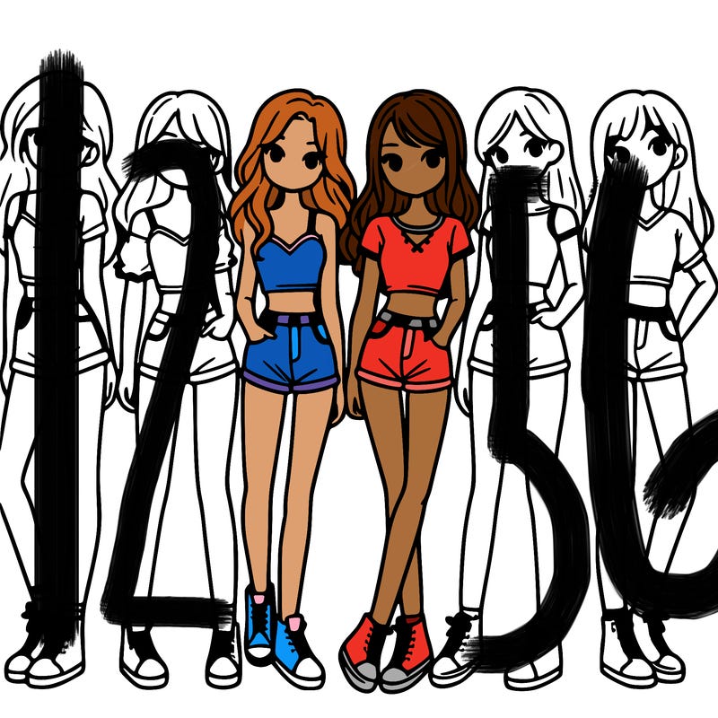a group of girls wearing crop tops and shorts