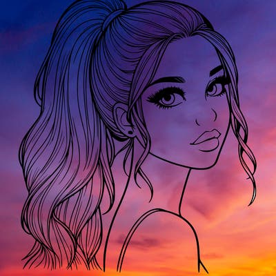 realistic pretty girl with high pony tail