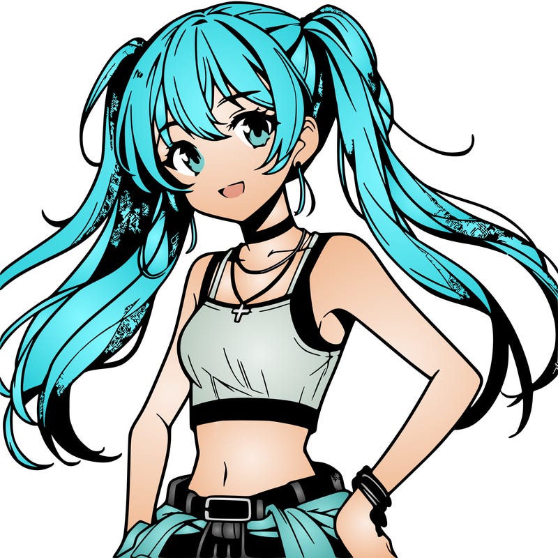 anime girl wearing crop top