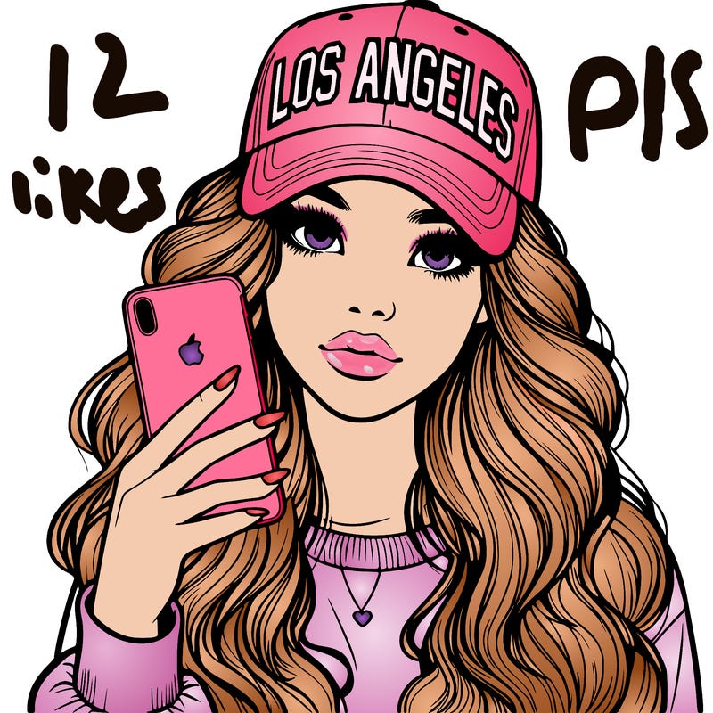 realistic beautiful girl wearing los ángeles cap holding an iphone