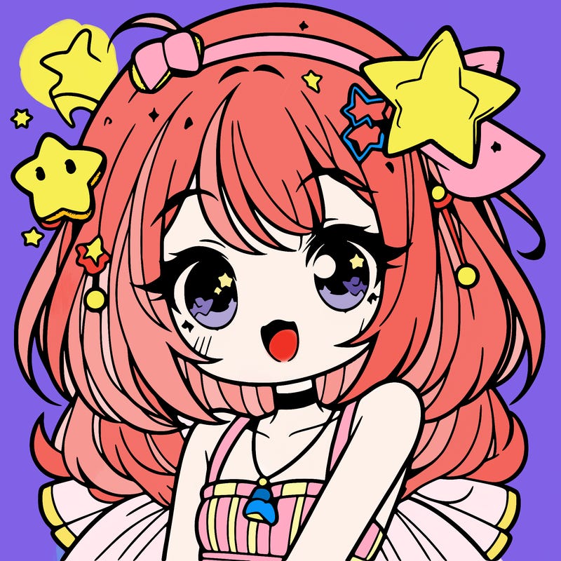 cute anime girl with star accessories