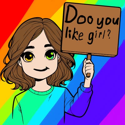 realistic girl holding up a sign