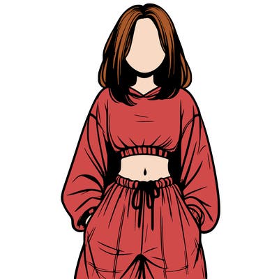 realistic girl faceless with baggy pants and a crop top