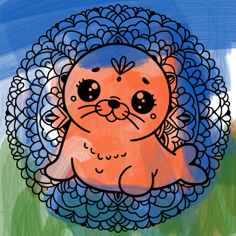 a cute baby seal mandala