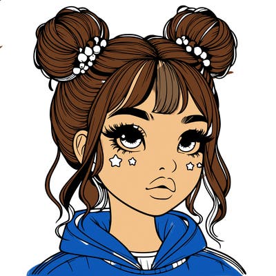 realistic girl with space buns