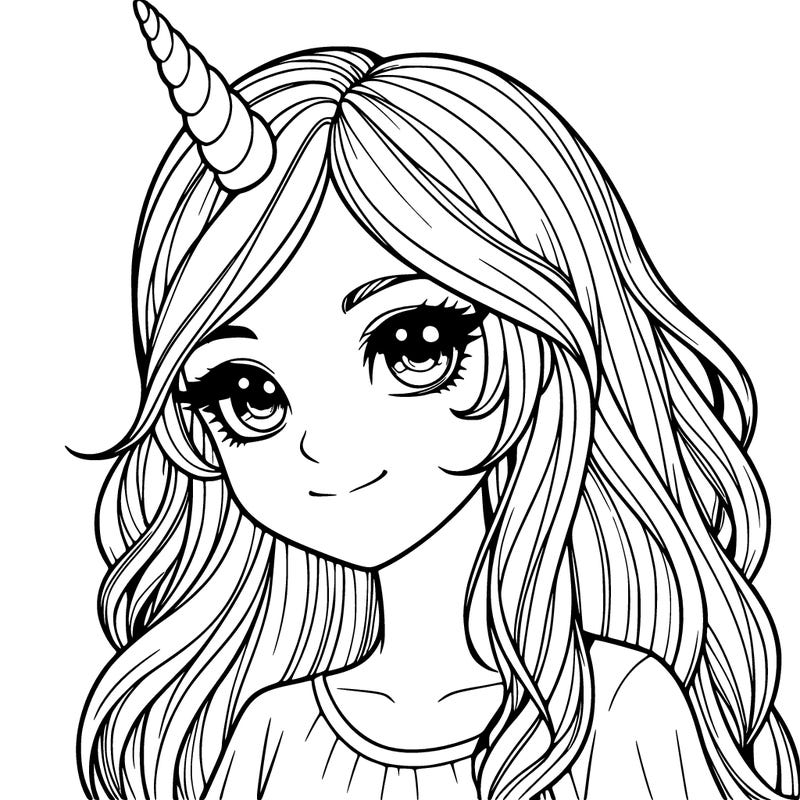 realistic girl with unicorn horn