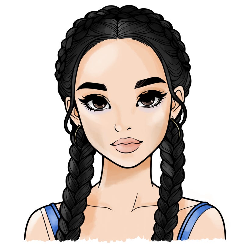 realistic girl with braids