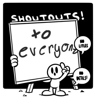 blank canvas that says above it shoutouts