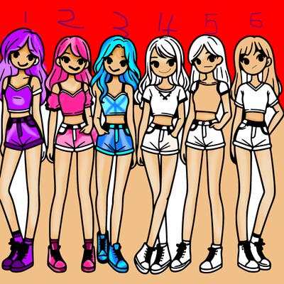 a group of girls wearing crop tops and shorts