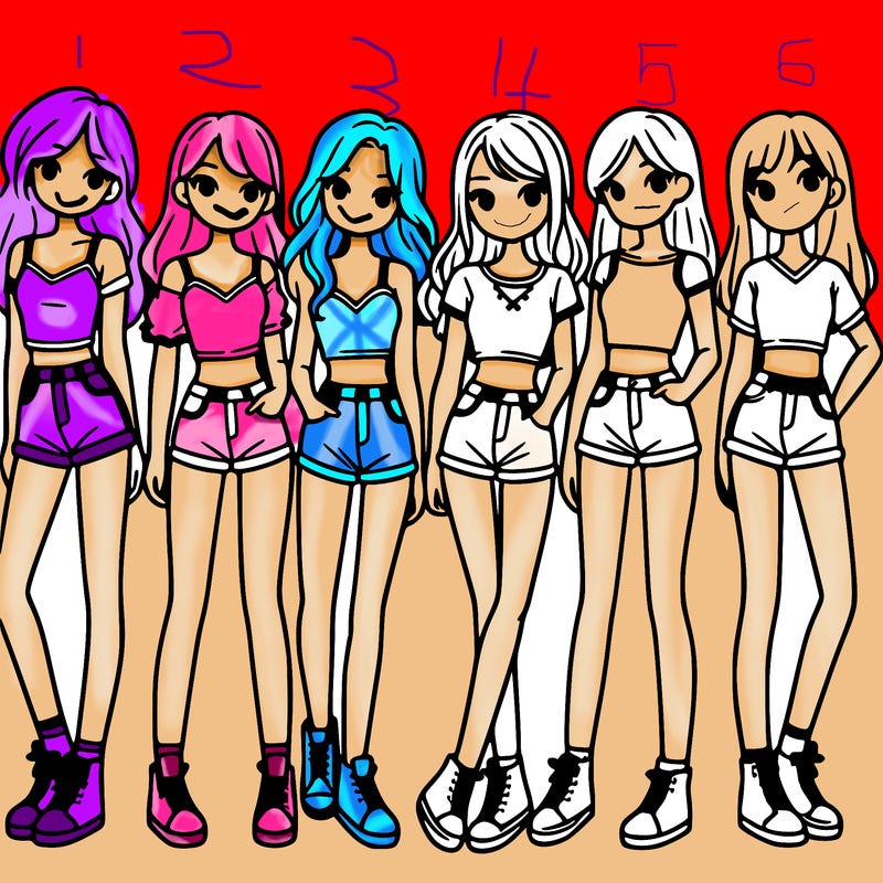 a group of girls wearing crop tops and shorts