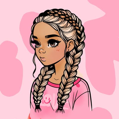 realistic girl with braids