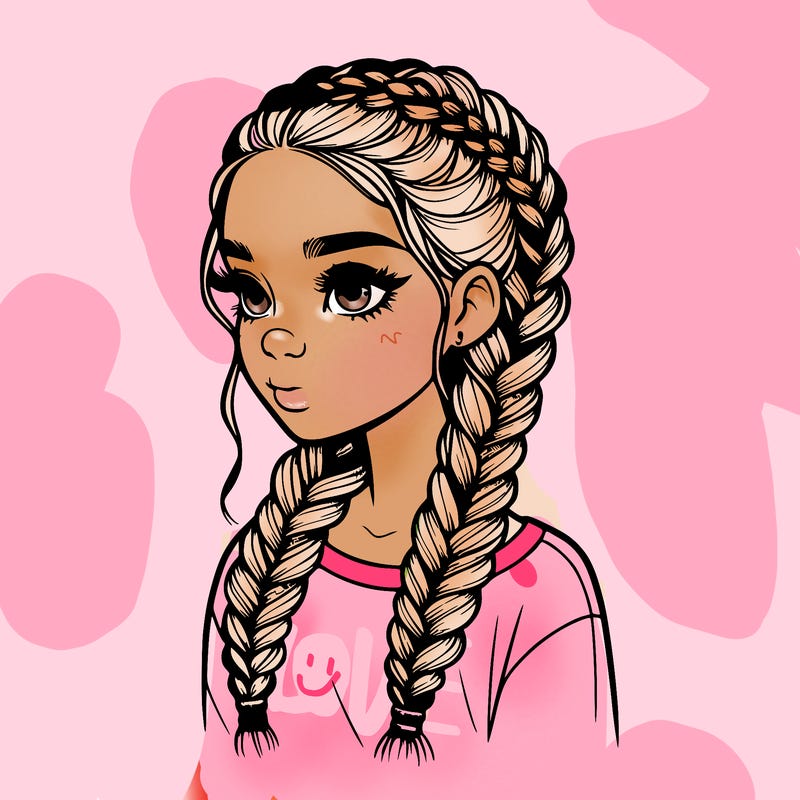 realistic girl with braids