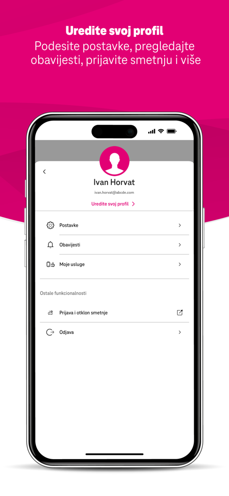 Telekom ME - Telekom ME user profile page showing settings and account options