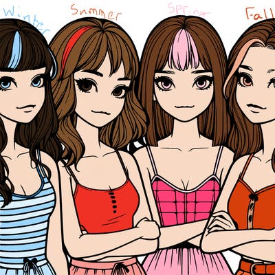 four realistic girls