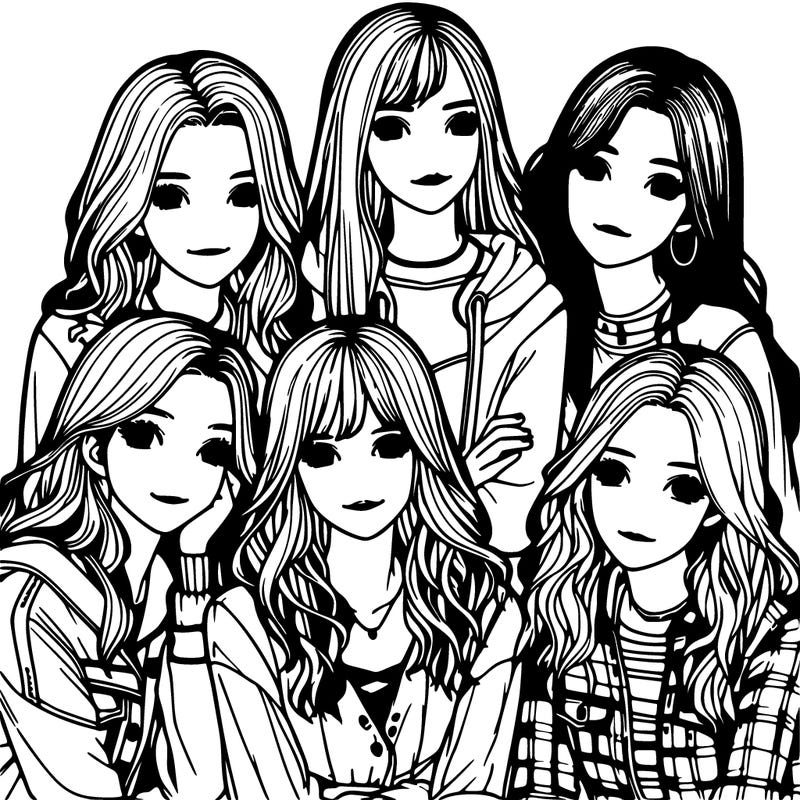 a group of girls realistic