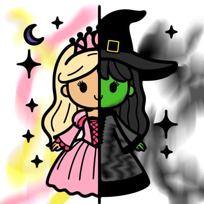 split princess and witch