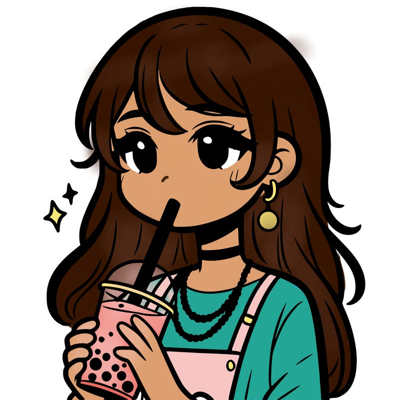teenage girl drinking boba