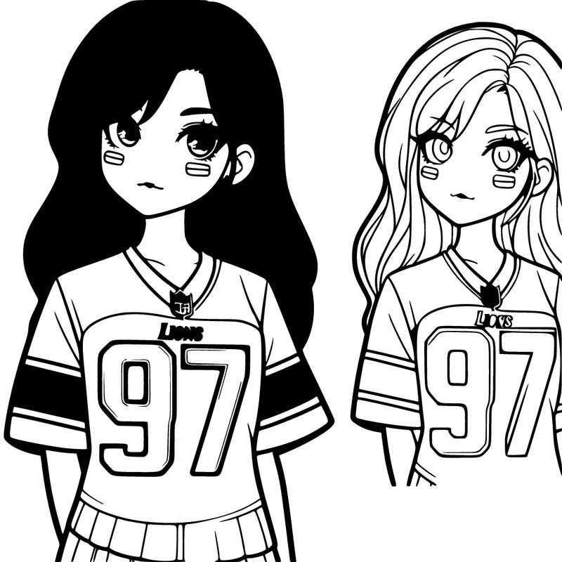 one girl model wearing a detroit lions 97 jersey
