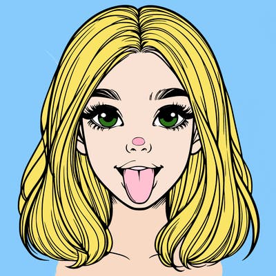 realistic girl with her tongue out