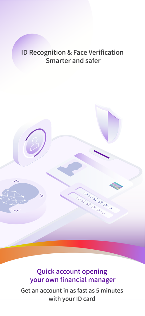 Well Link Bank mobile app interface for ID recognition and face verification with quick 5 minute account opening