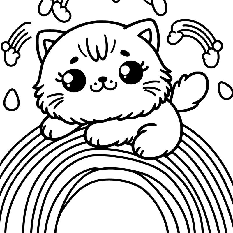 kitty on rainbow