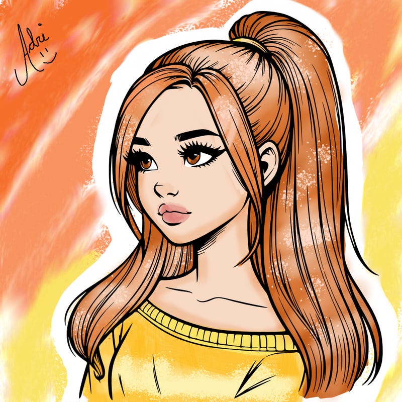 realistic girl with a high ponytail