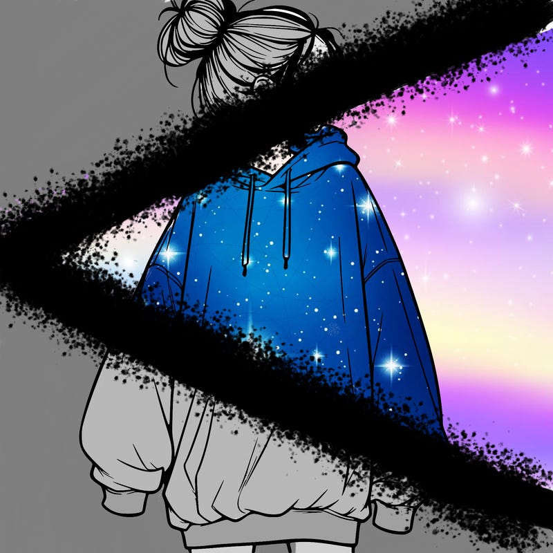 realistic girl with a oversized sweatshirt on and a bun