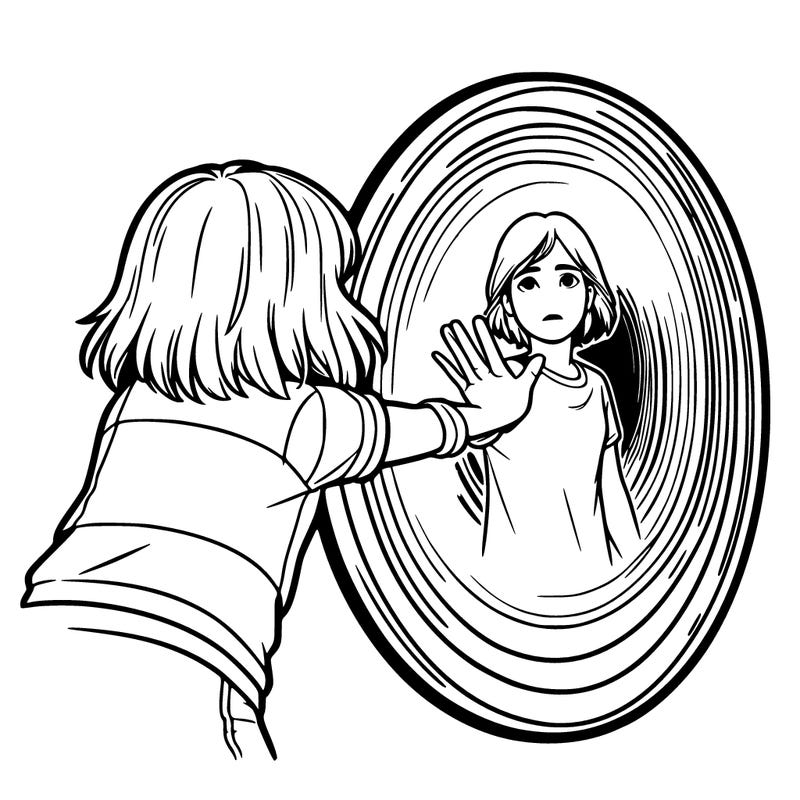 realistic girl reaching out a hand in a portal