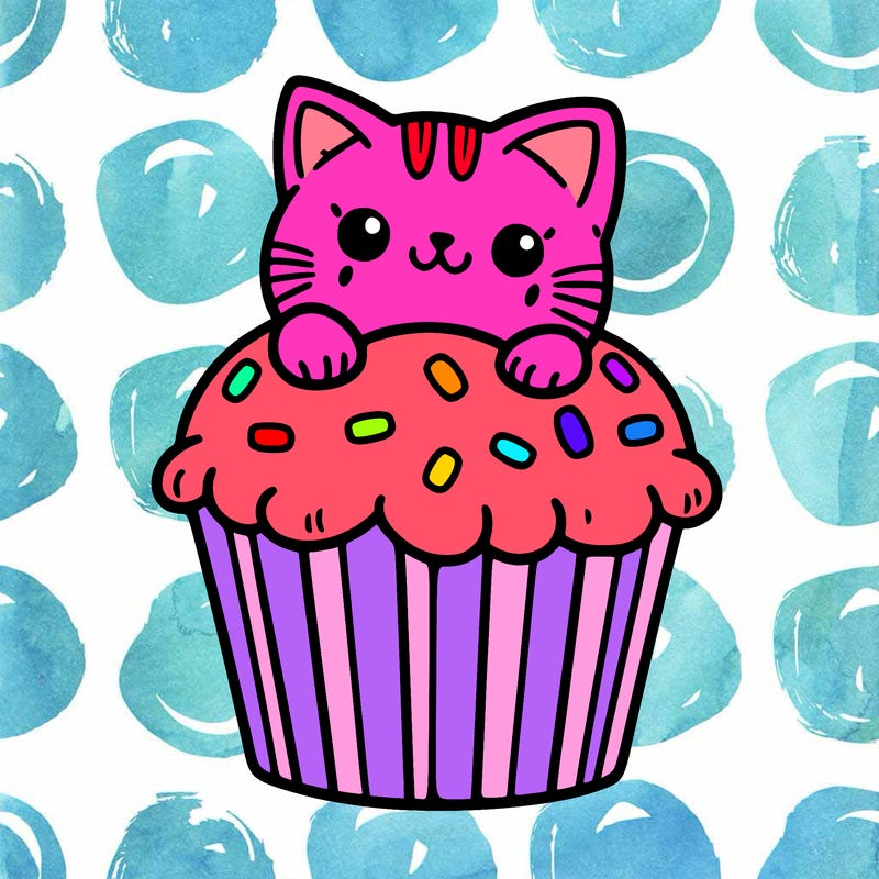 cat in a cupcake