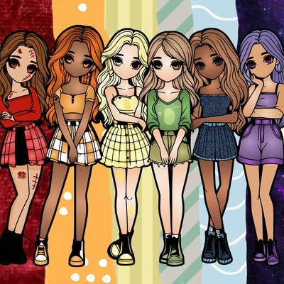 a group of girls realistic