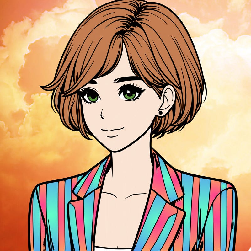 one beautiful girl realistic wearing suit with short hair
