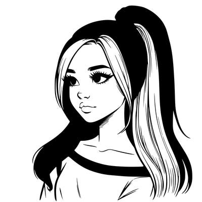 realistic girl with a high ponytail