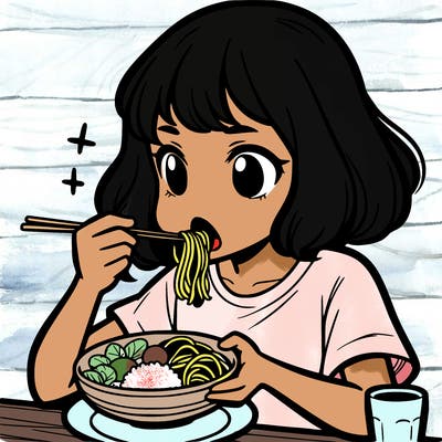 a girl eating food