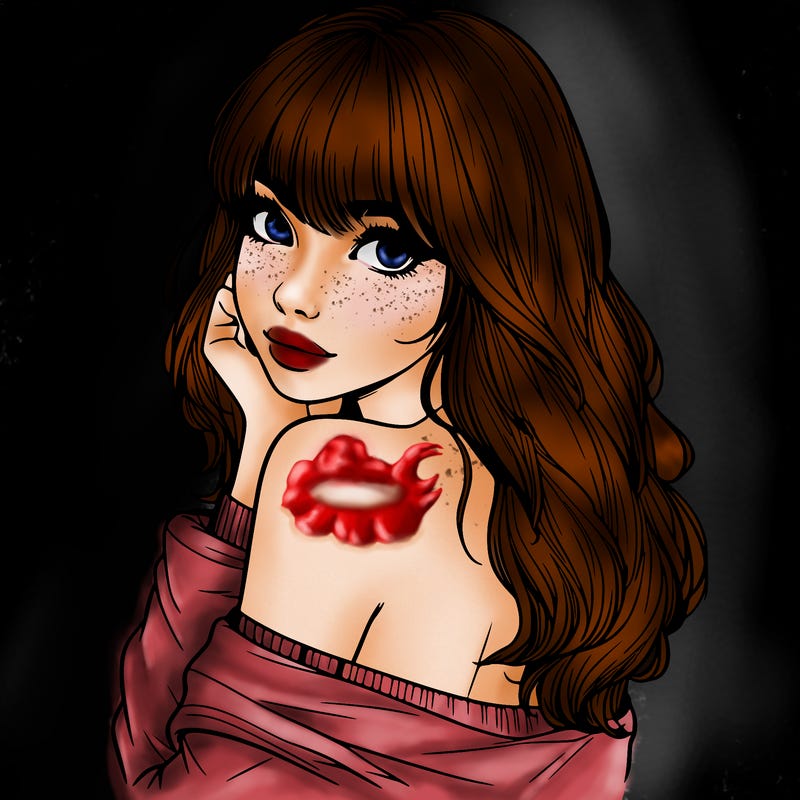 realistic girl with bangs looking over her shoulder