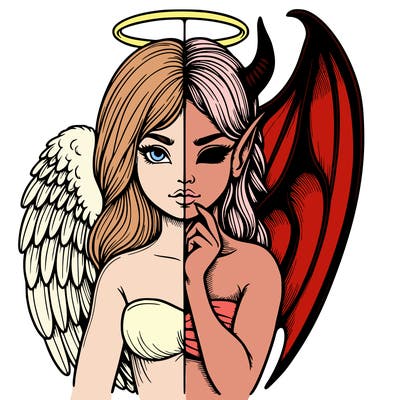 realistic angel half demon