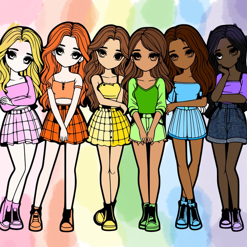 a group of girls realistic